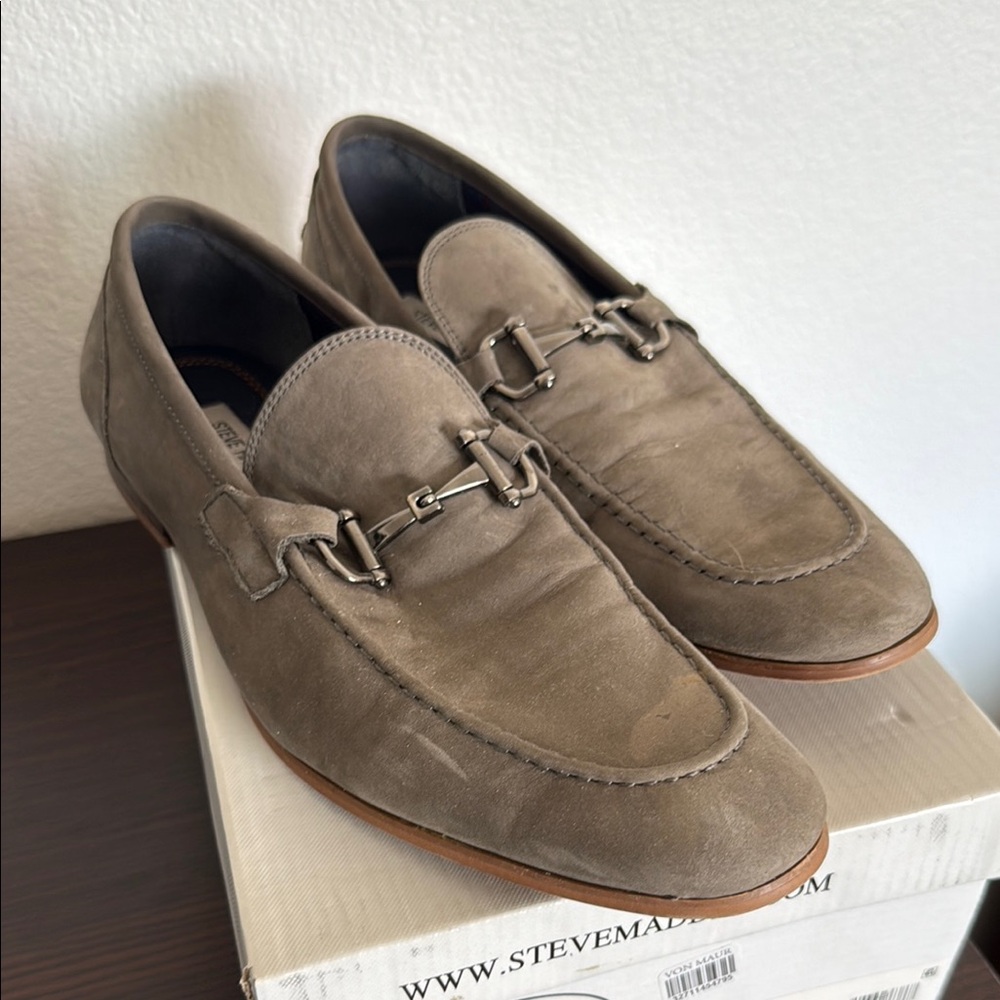 Steve Madden Tan Suede Loafers with Horsebit Detail